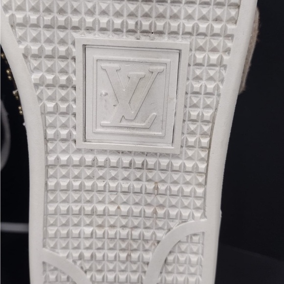 Louis Vuitton White Sneakers with Brown Strap size 8 pre owned Exellent Con - Picture 9 of 16